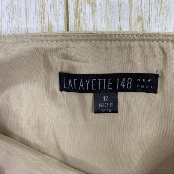 Lafayette 148 Beige Tan Embellished Beaded Pencil Skirt - Picture 4 of 7